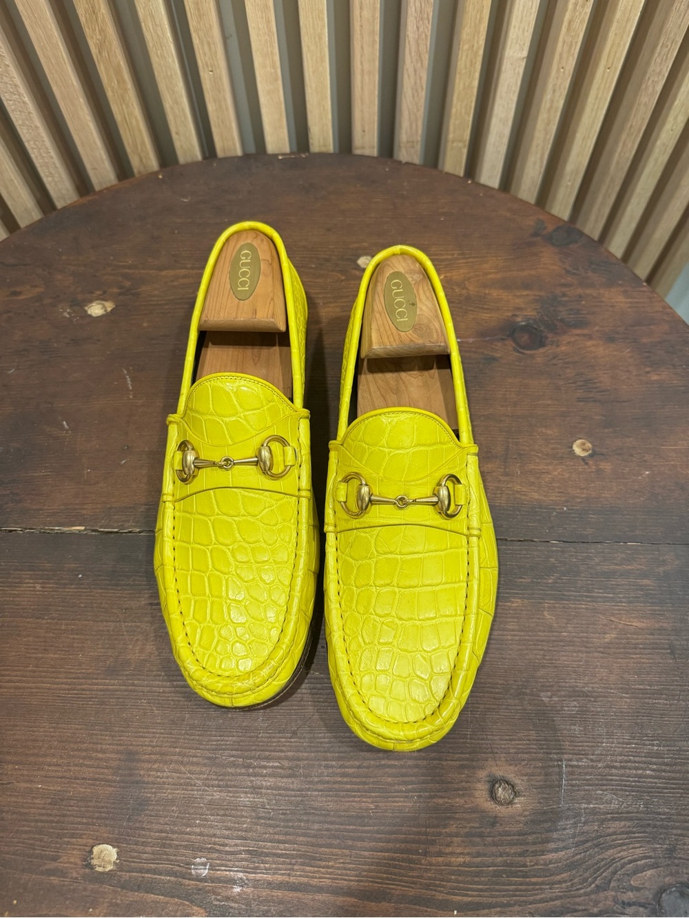 Gucci Men's Yellow Leather Horsebit 1953 Loafers